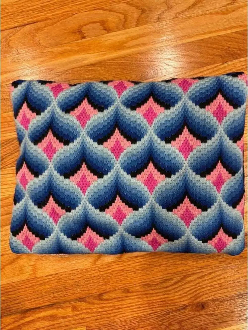 Vintage MCM bargello Geometric Needlepoint Pillow